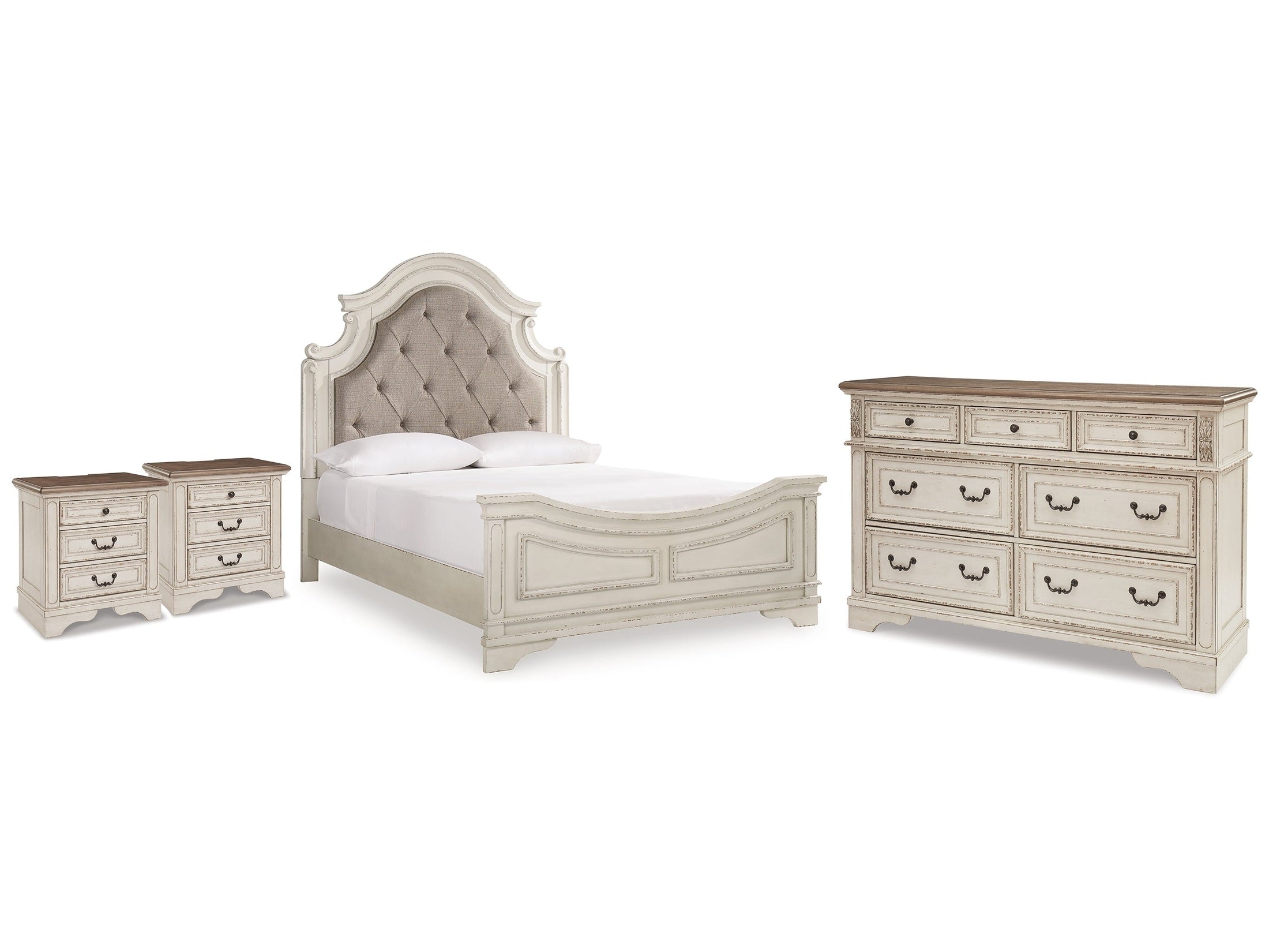 Realyn Queen Upholstered Panel Bedroom Set, Two-Tone