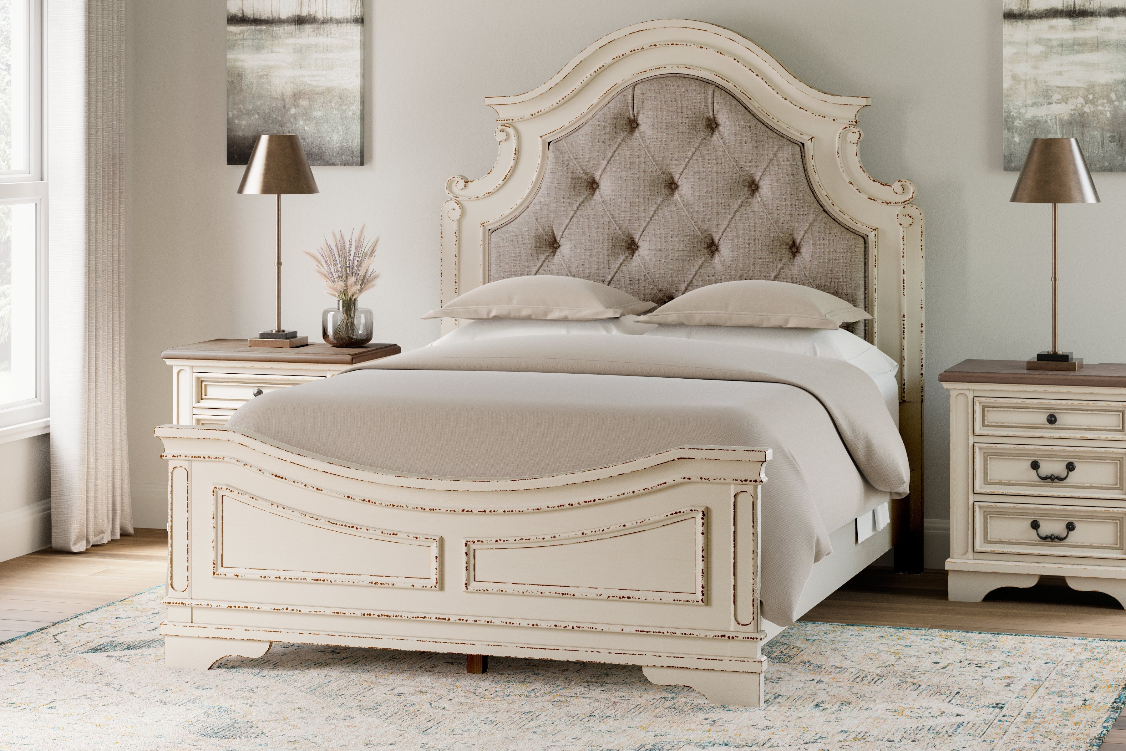 Realyn Queen Upholstered Panel Bedroom Set, Two-Tone