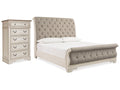 Realyn Two-tone Queen Upholstered Sleigh Bedroom Set with Chest