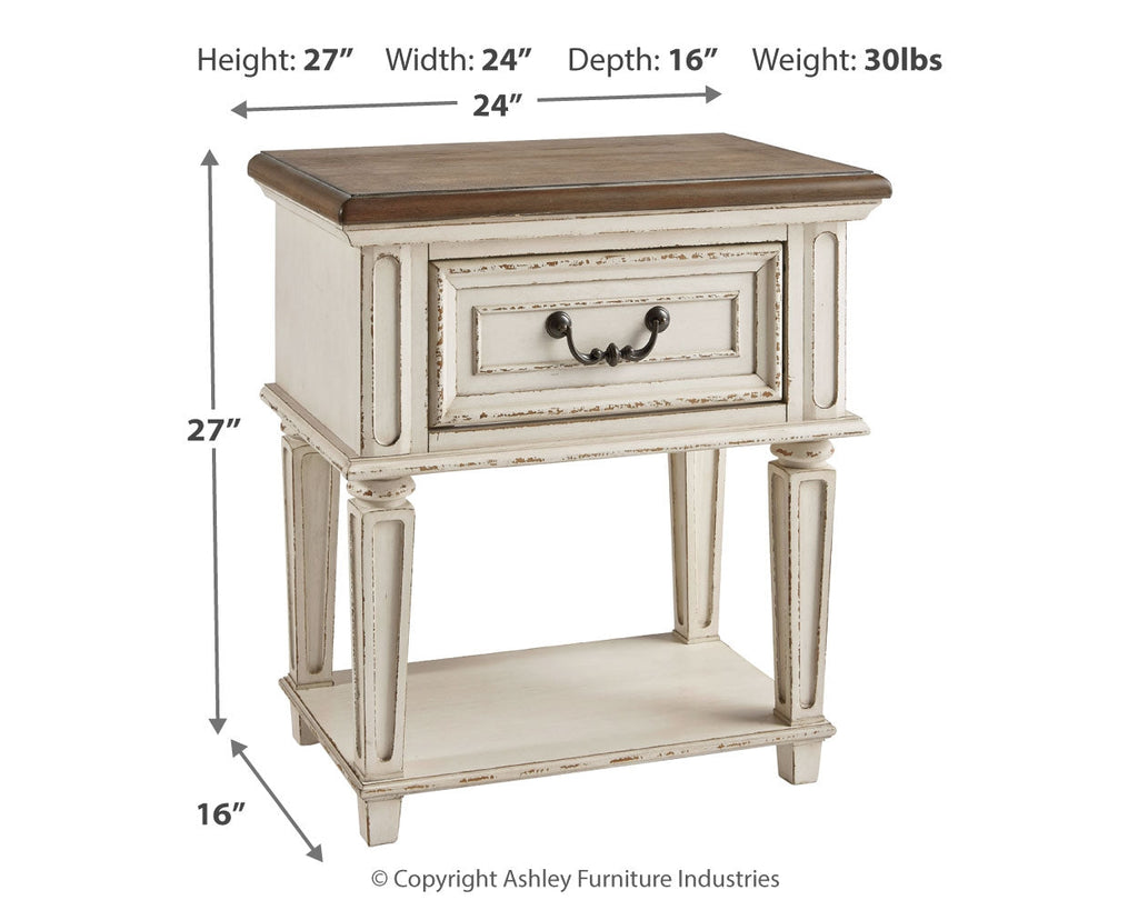 Realyn Queen Upholstered Sleigh Bedroom Set, Two-Tone