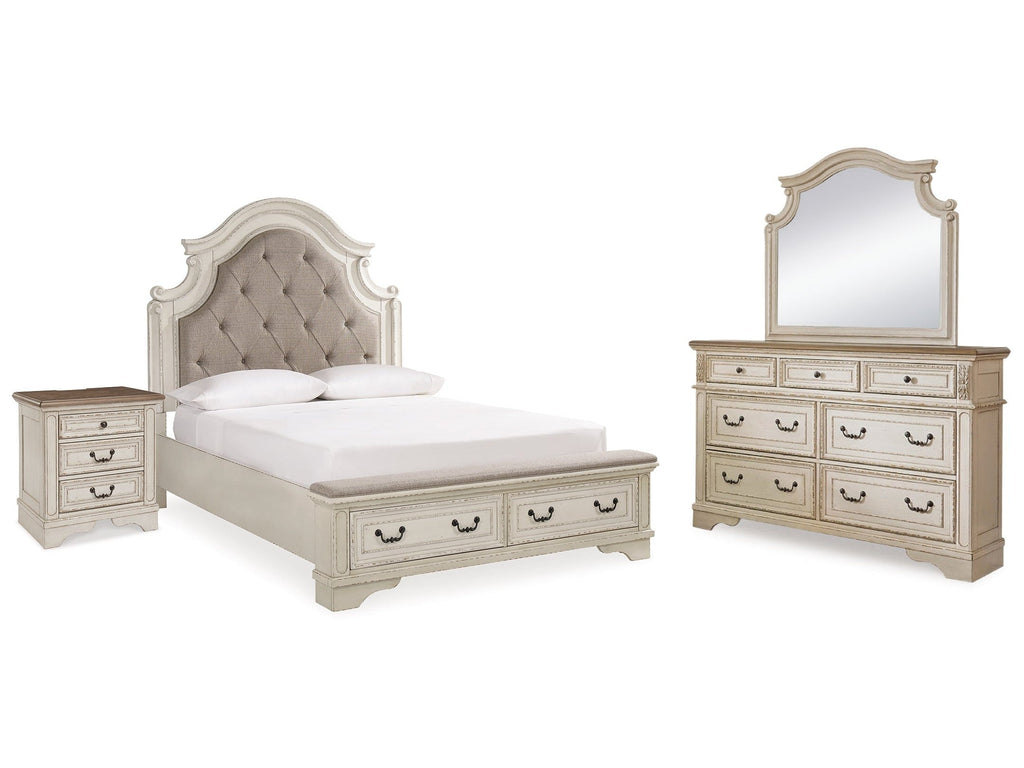 Realyn Queen Upholstery Panel Bedroom Set, Two-Tone