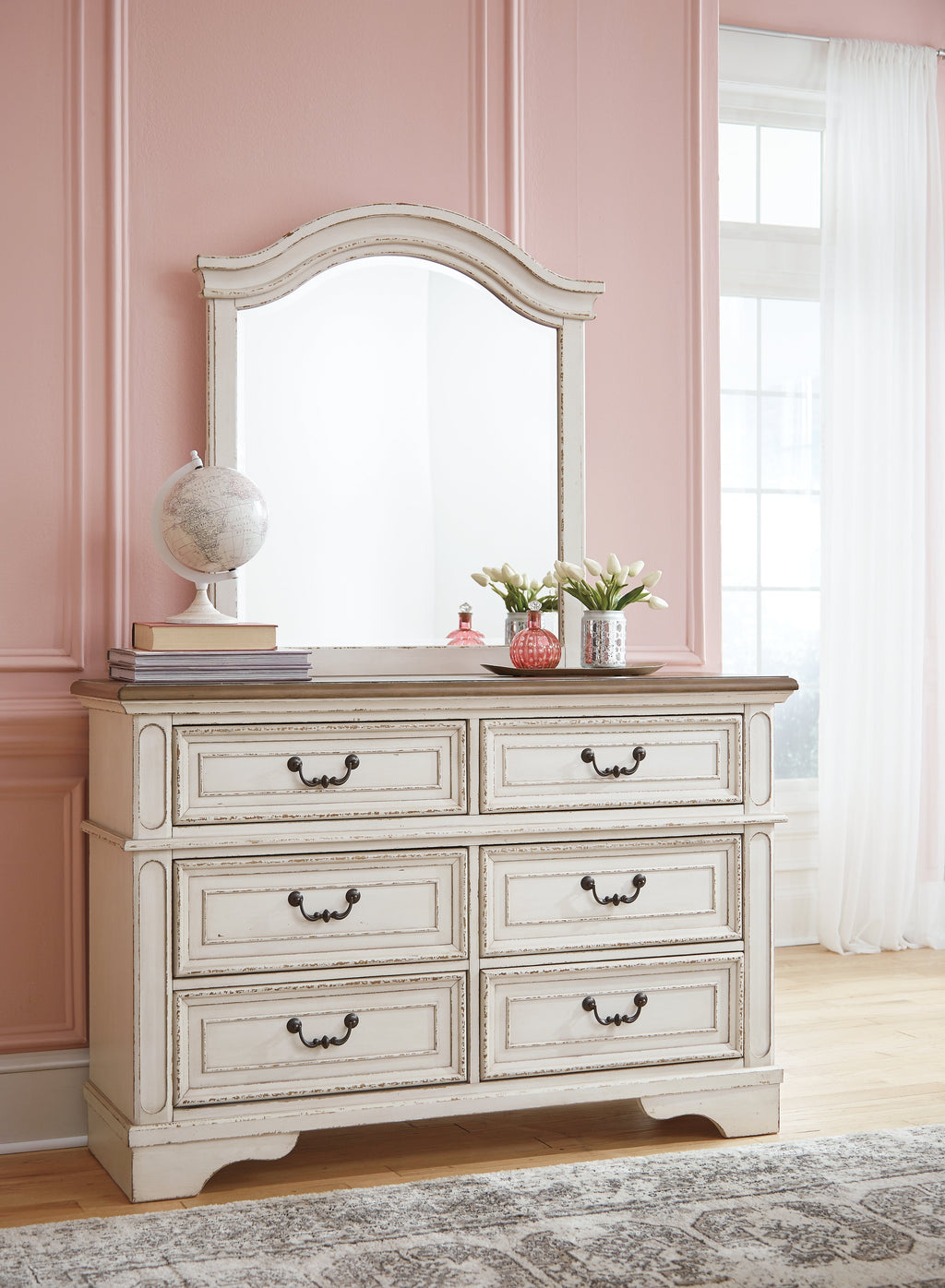 Realyn Two-tone Twin Bedroom Set with Dresser and Mirror