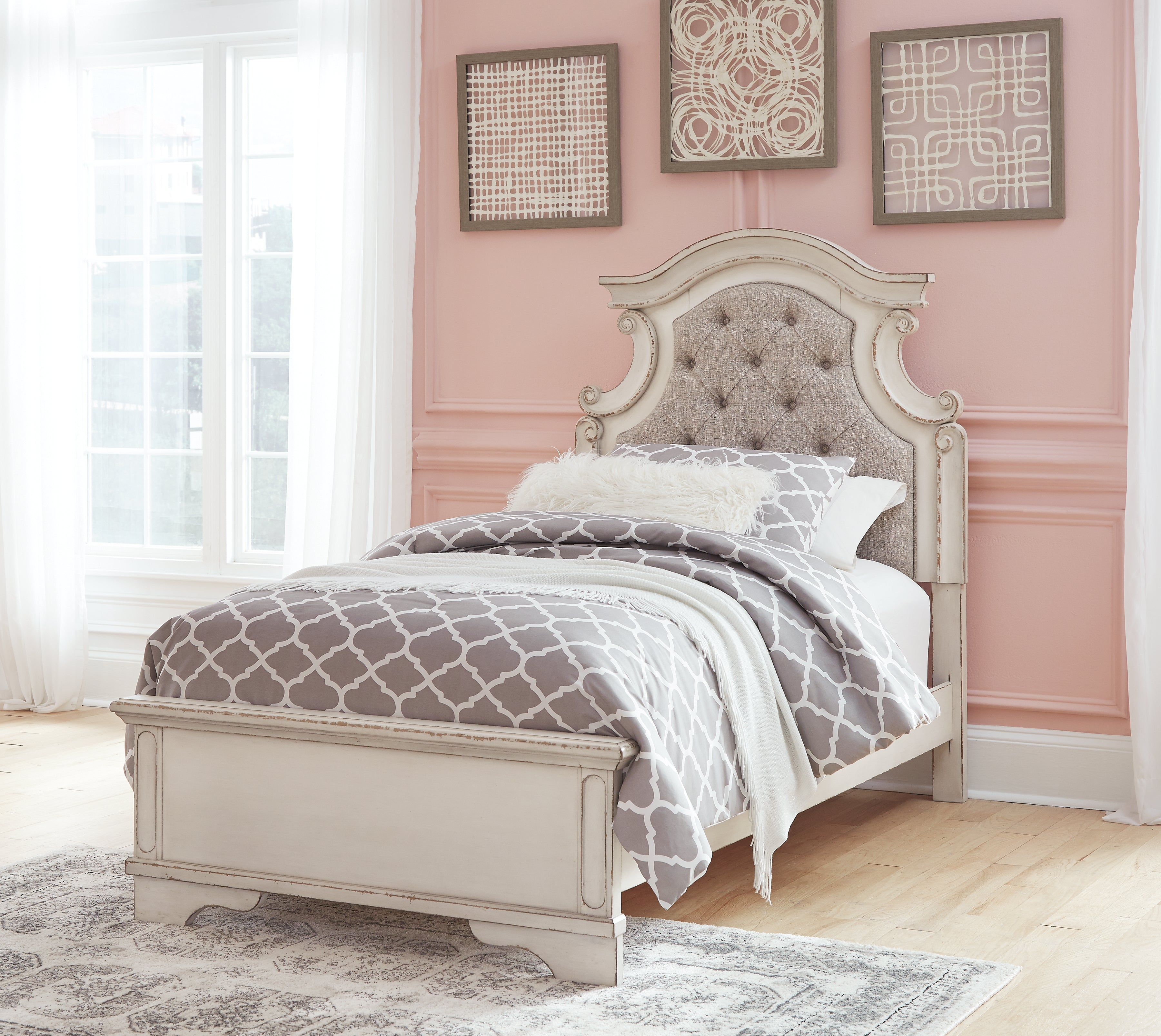 Realyn Two-tone Twin Bedroom Set with Dresser and Mirror