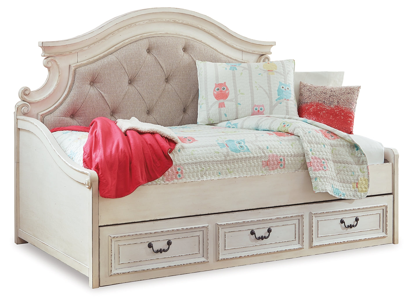 Realyn Two-tone Twin Storage Day Bedroom Set with Nightstand
