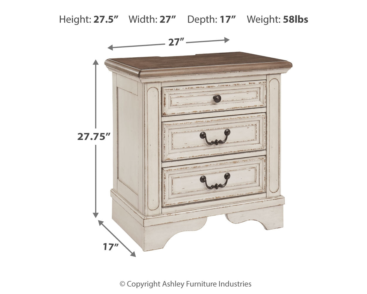 Realyn Twin Upholstered Panel Bed, Chest, Vanity and Nightstand, Two-Tone