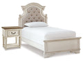 Realyn Two-tone Twin Upholstered Panel Bedroom Set with Nightstand