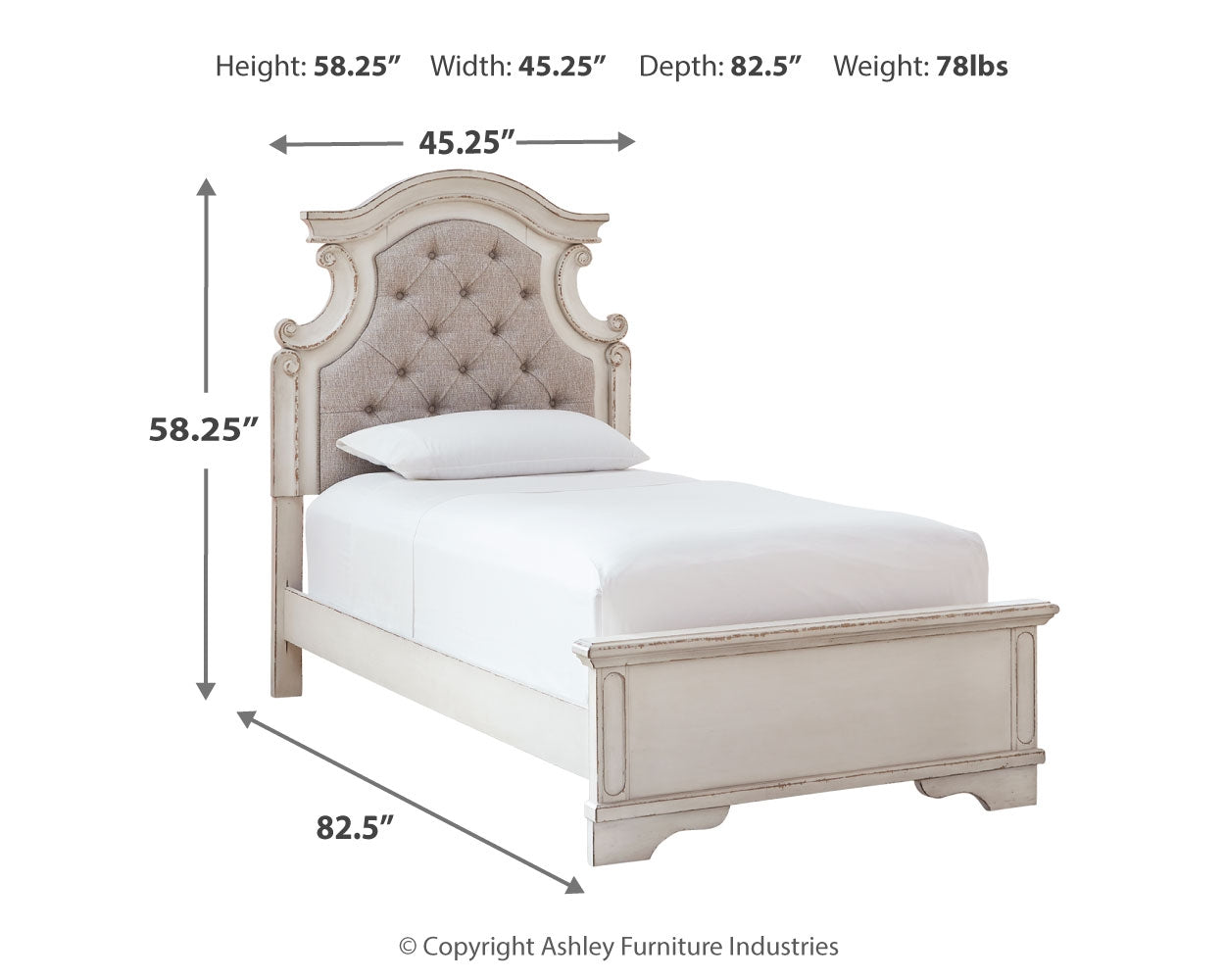 Realyn Two-tone Twin Upholstered Panel Bedroom Set with Nightstand
