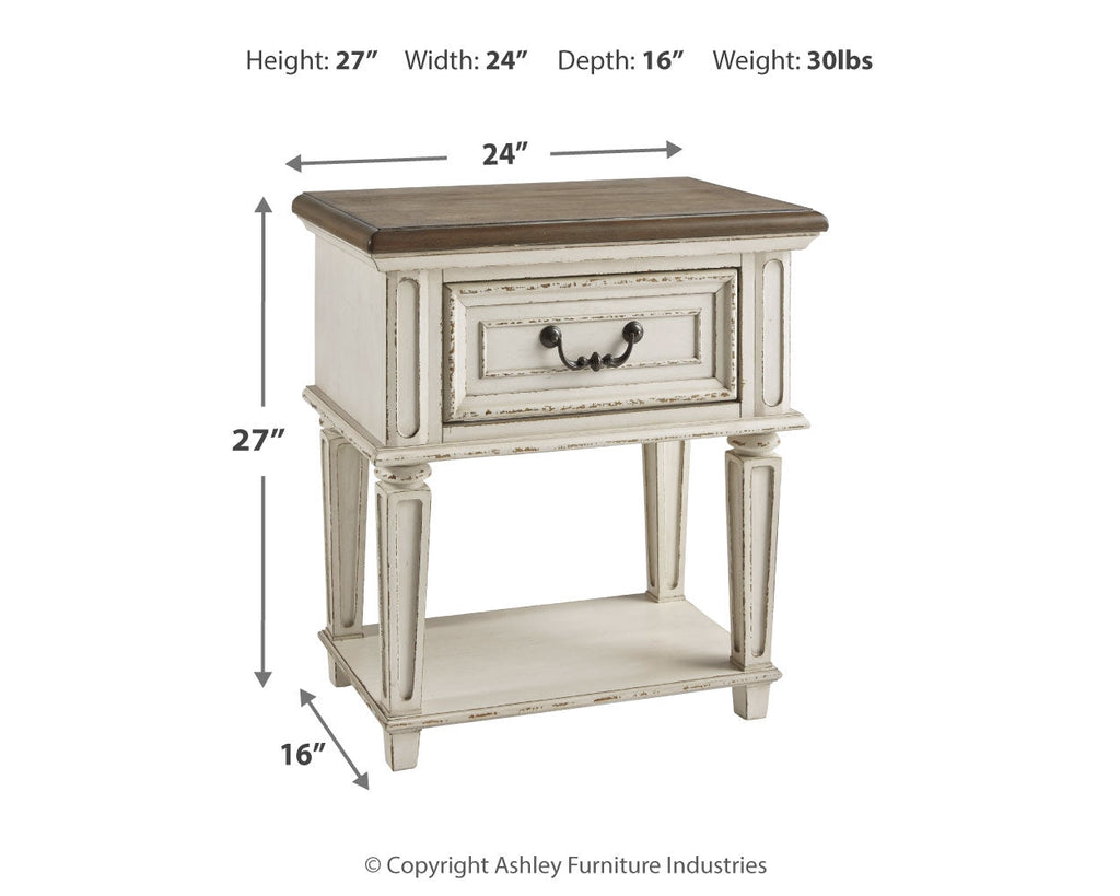 Realyn Two-tone Twin Upholstered Panel Bedroom Set with Nightstand