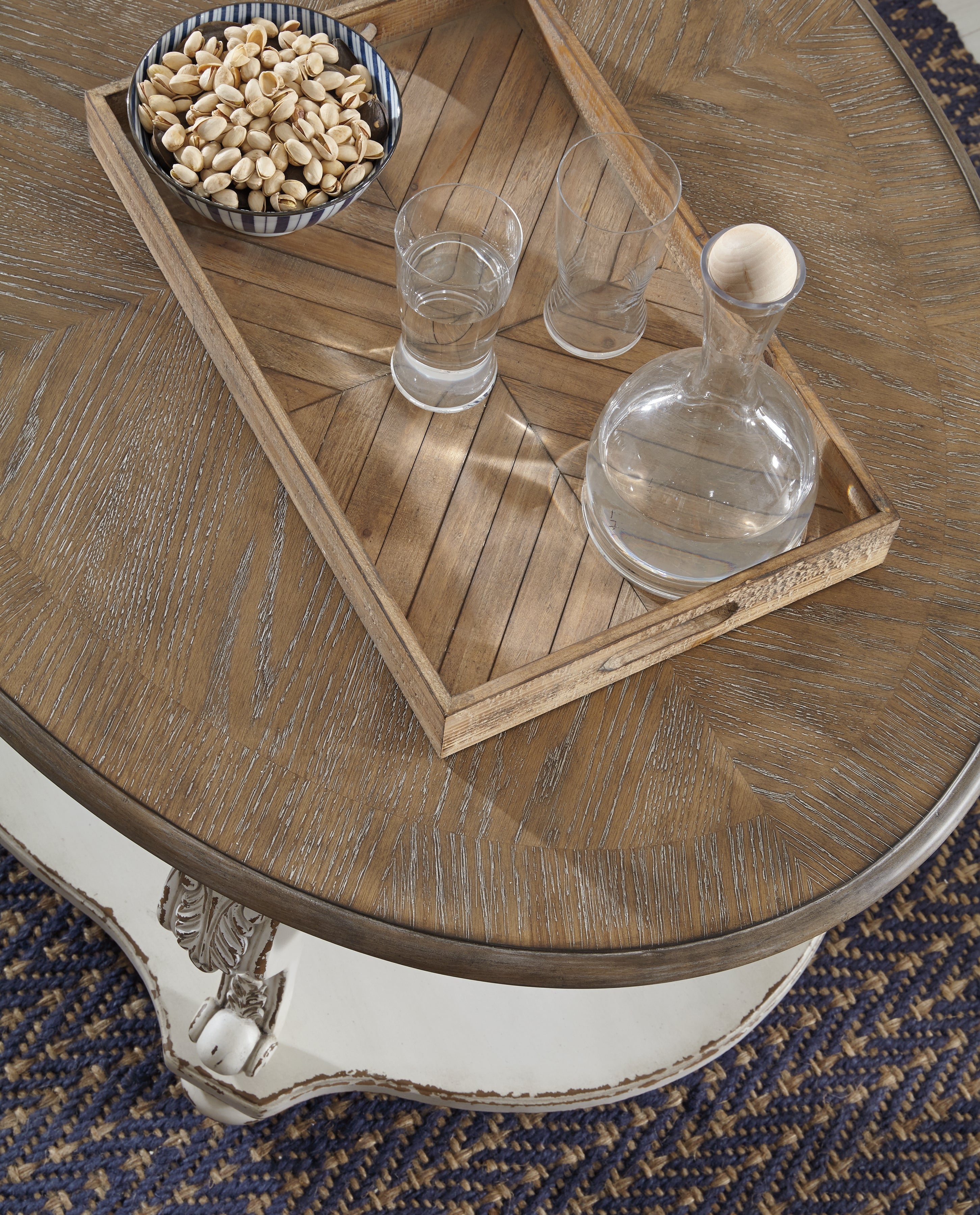 Realyn White/Brown Coffee Table and 2 End Tables