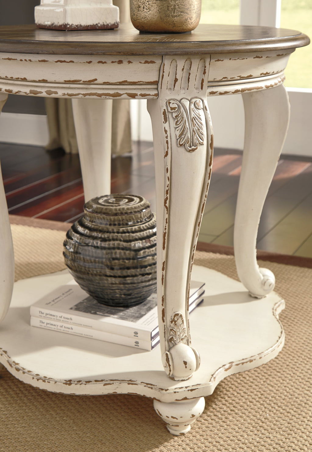 Realyn White/Brown Coffee Table and 2 End Tables