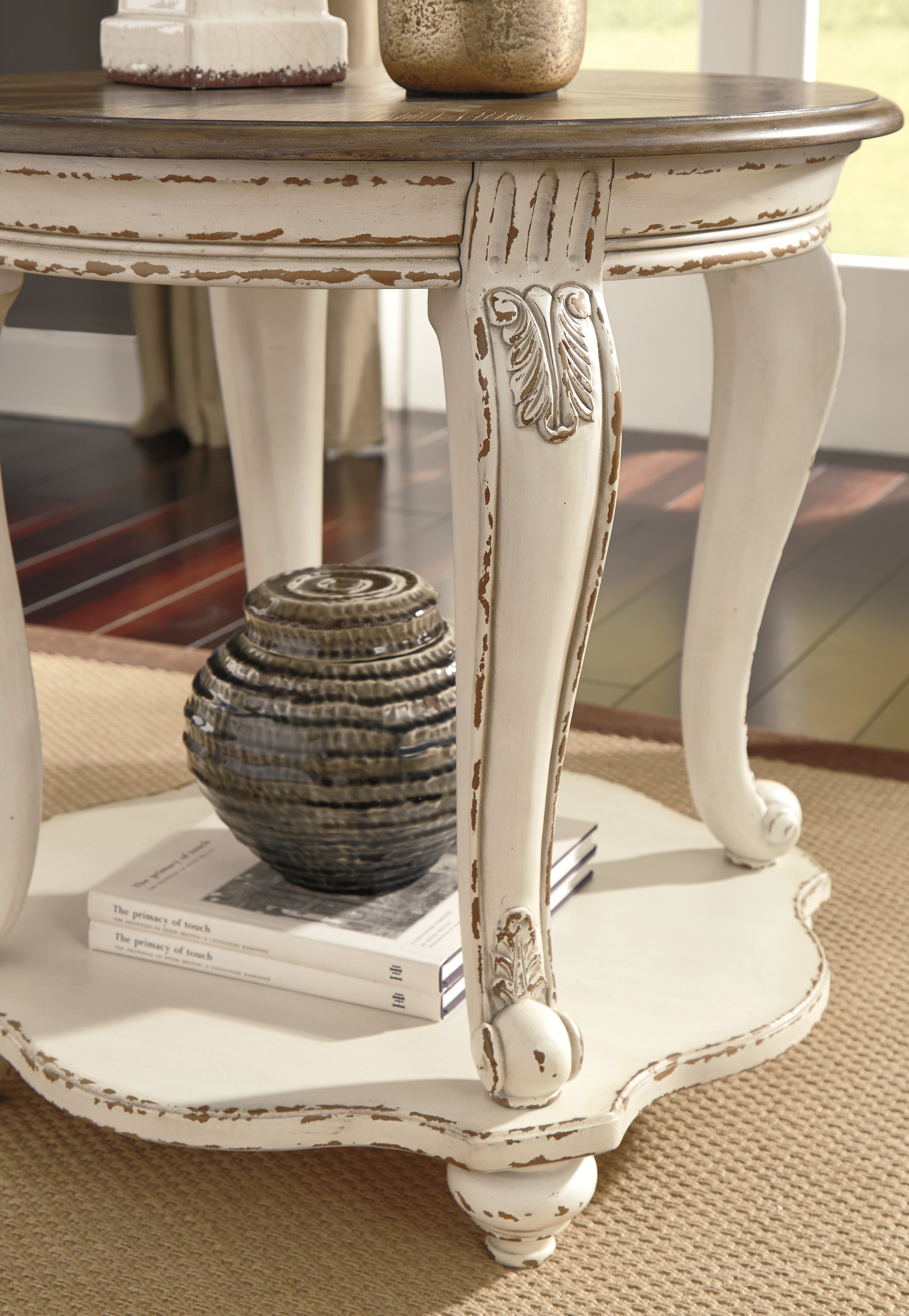 Realyn White/Brown Coffee Table and 2 End Tables
