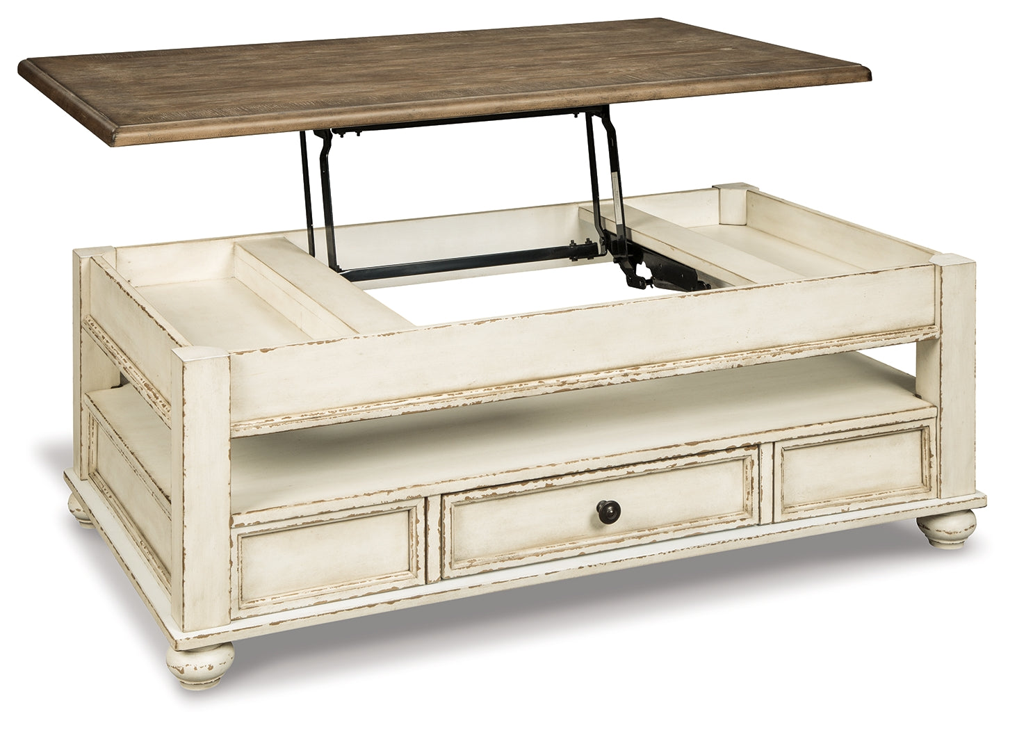 Realyn White/Brown Coffee Table with Lift Top