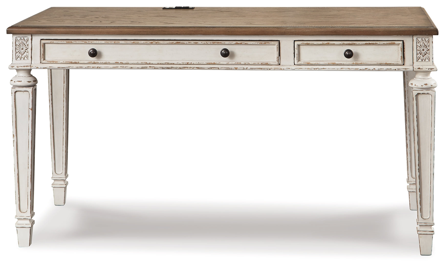 Realyn White/Brown Desk and Bookcase