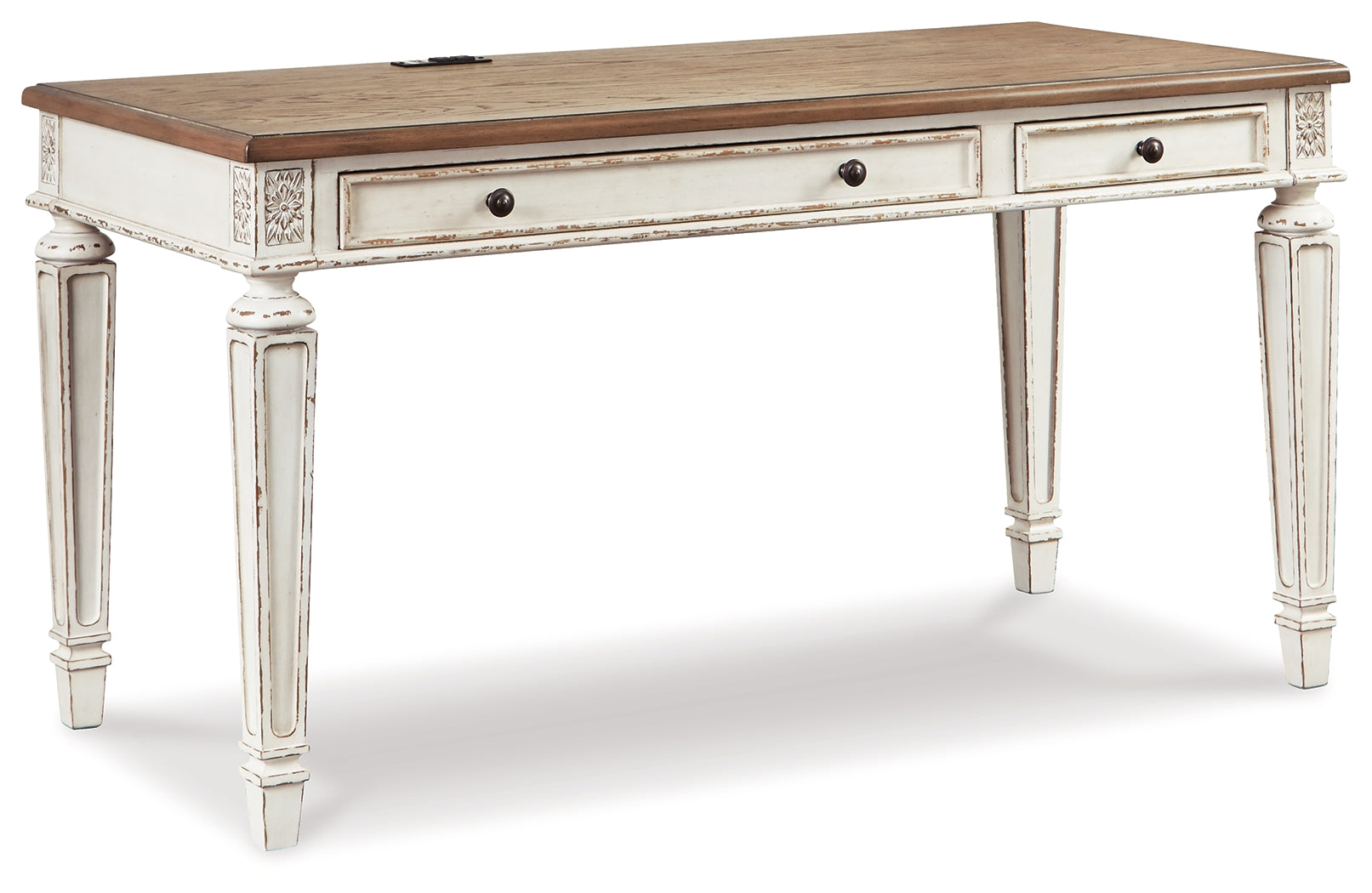 Realyn White/Brown Desk and Bookcase