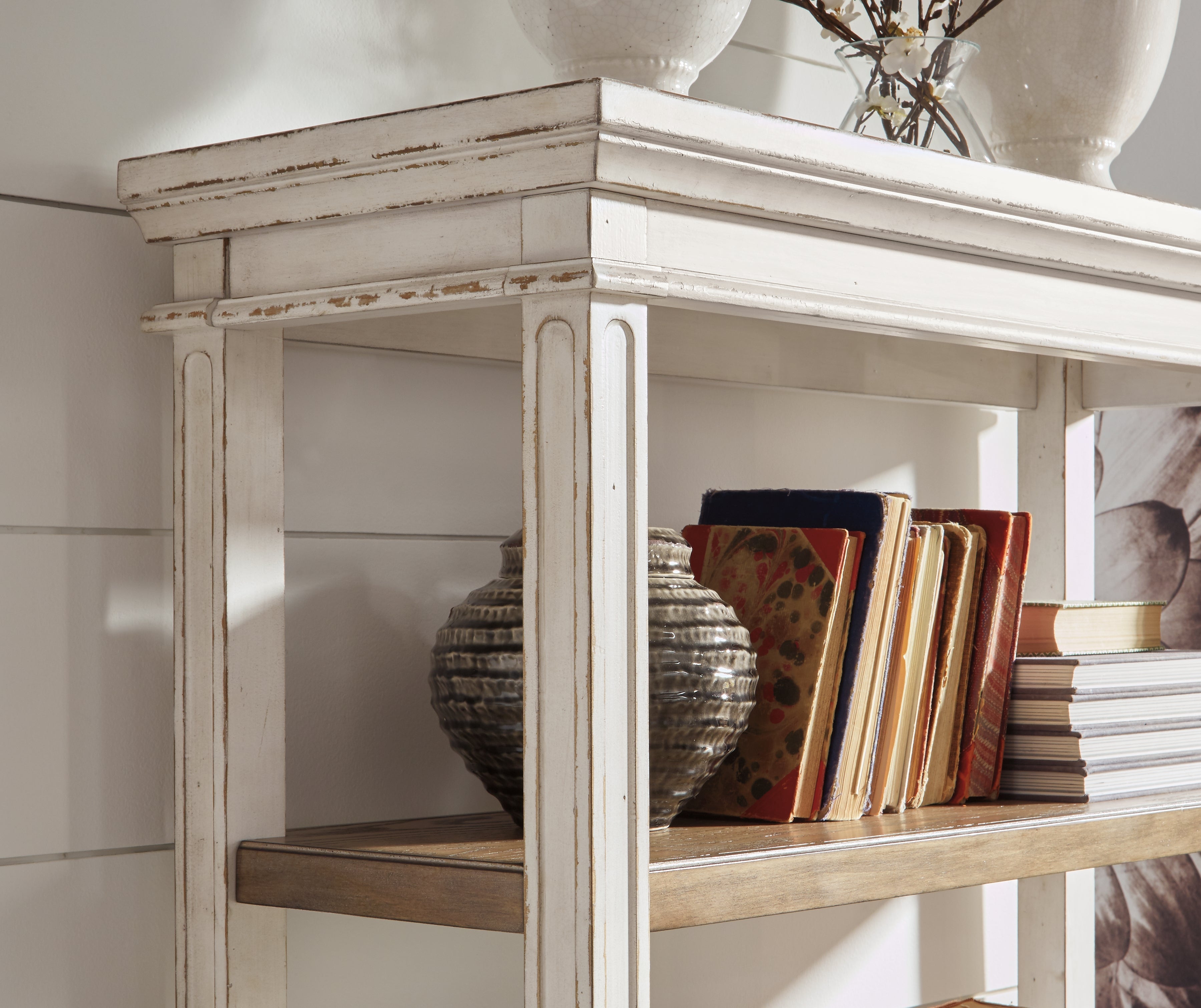 Realyn White/Brown Desk and Bookcase