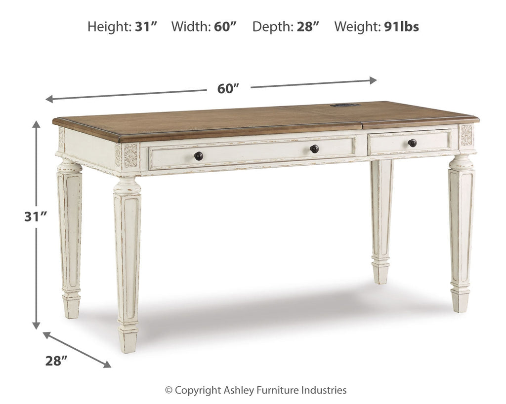 Realyn White/Brown Home Office Lift Top Desk