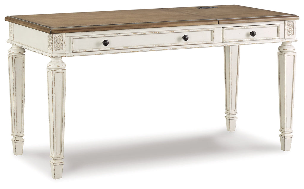 Realyn White/Brown Home Office Lift Top Desk