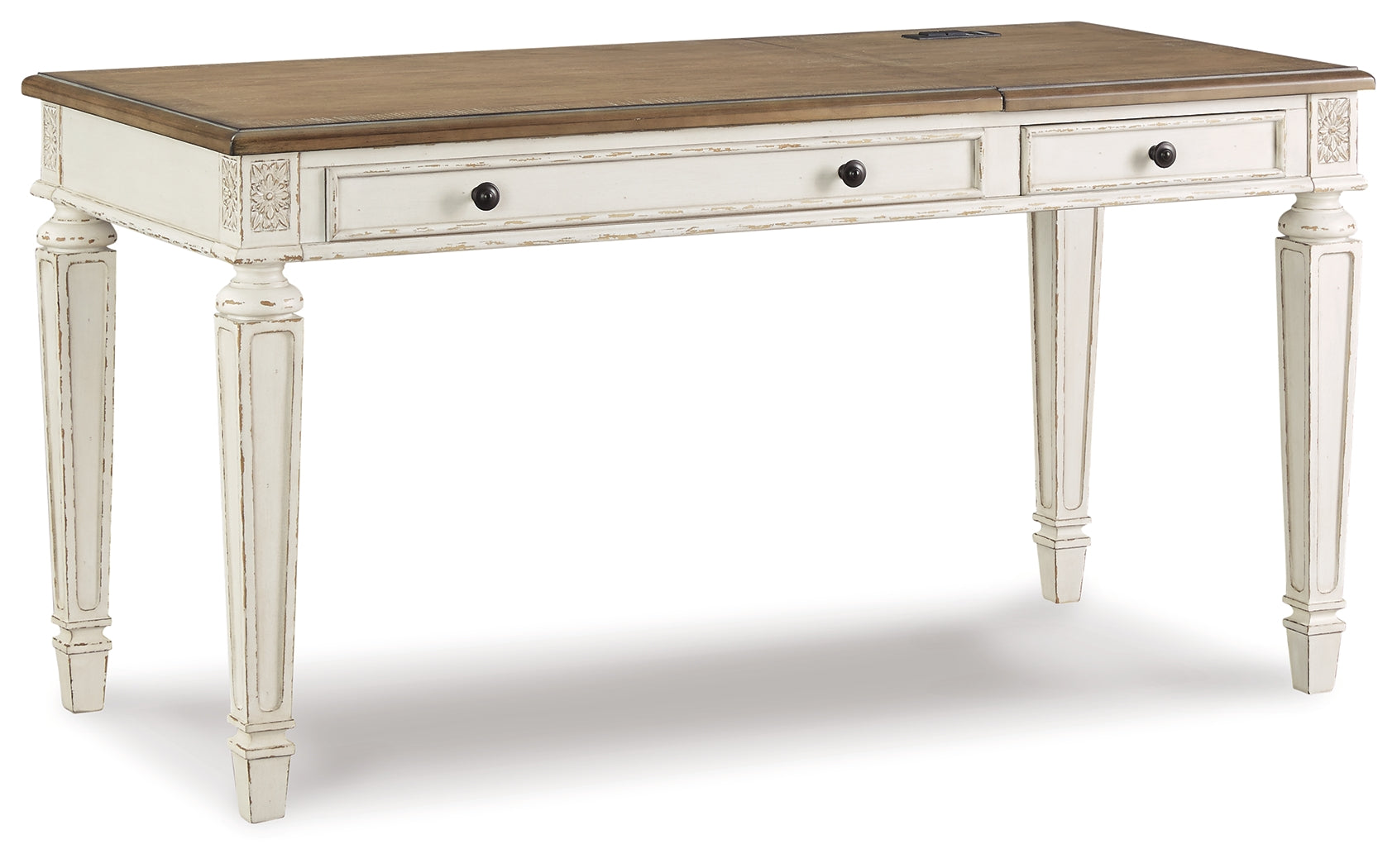 Realyn White/Brown Home Office Lift Top Desk