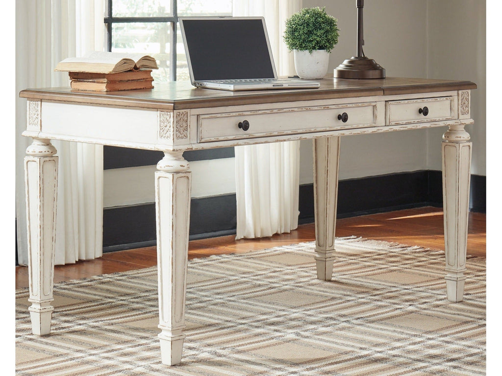 Realyn White/Brown Home Office Lift Top Desk