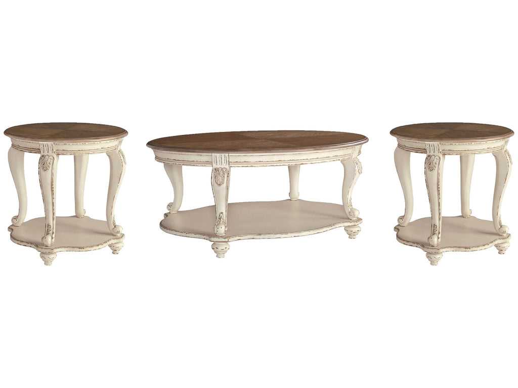Realyn White/Brown Occasional Table Set / 3pc