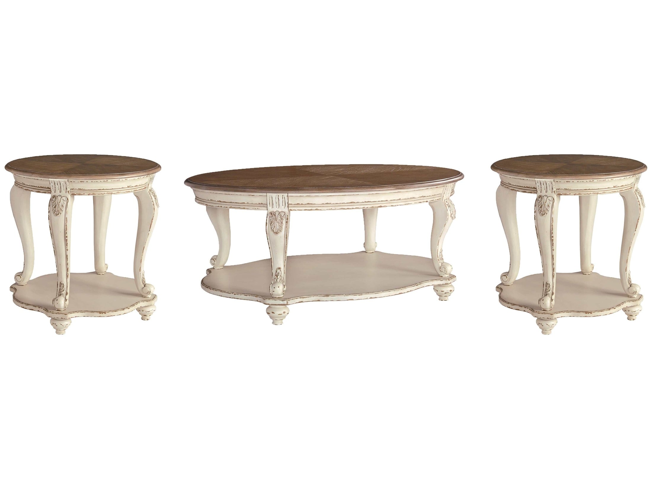 Realyn White/Brown Occasional Table Set / 3pc
