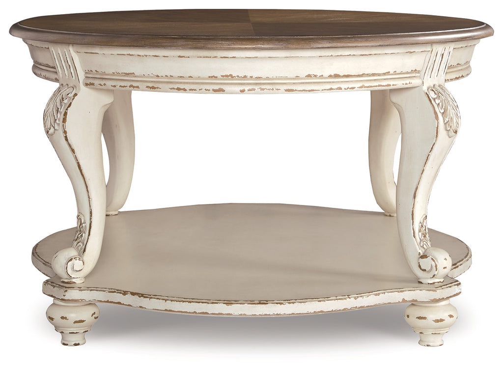 Realyn White/Brown Oval Coffee Table