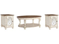 Realyn White Coffee Table and 2 End Tables