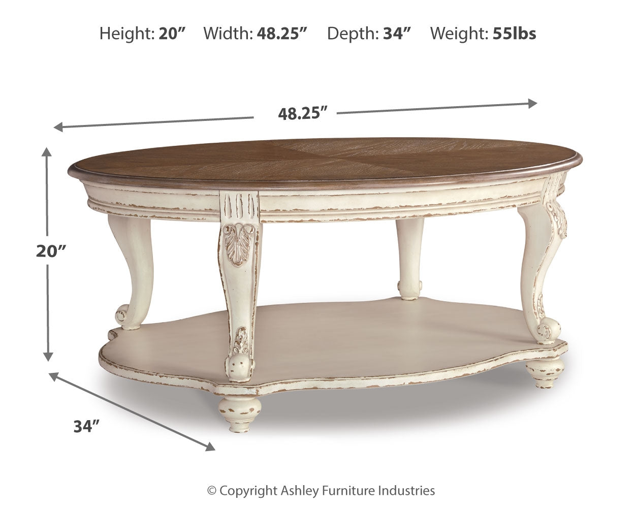 Realyn White Coffee Table and 2 End Tables