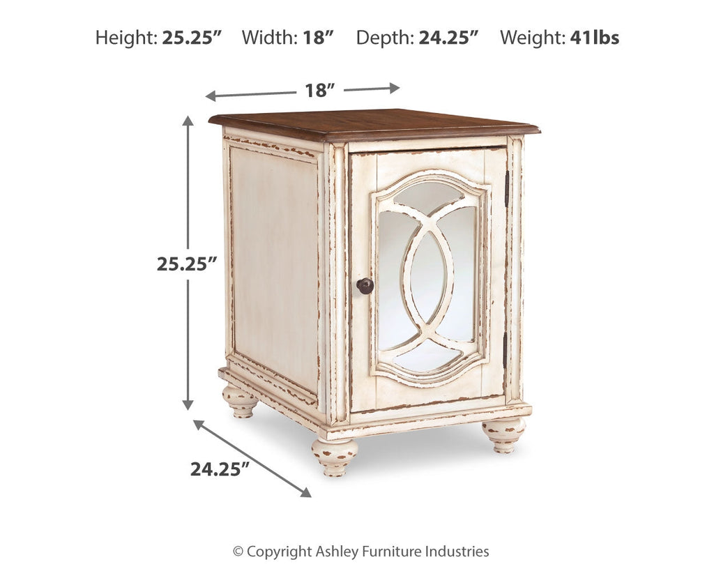 Realyn White Coffee Table and 2 End Tables
