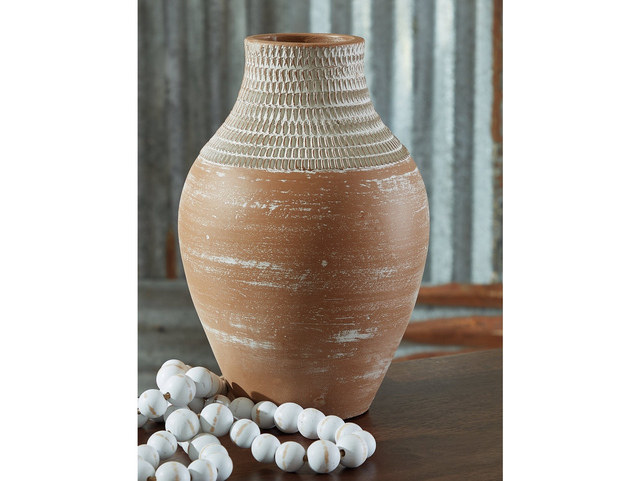 Reclove Distressed White Vase (13.13"H)