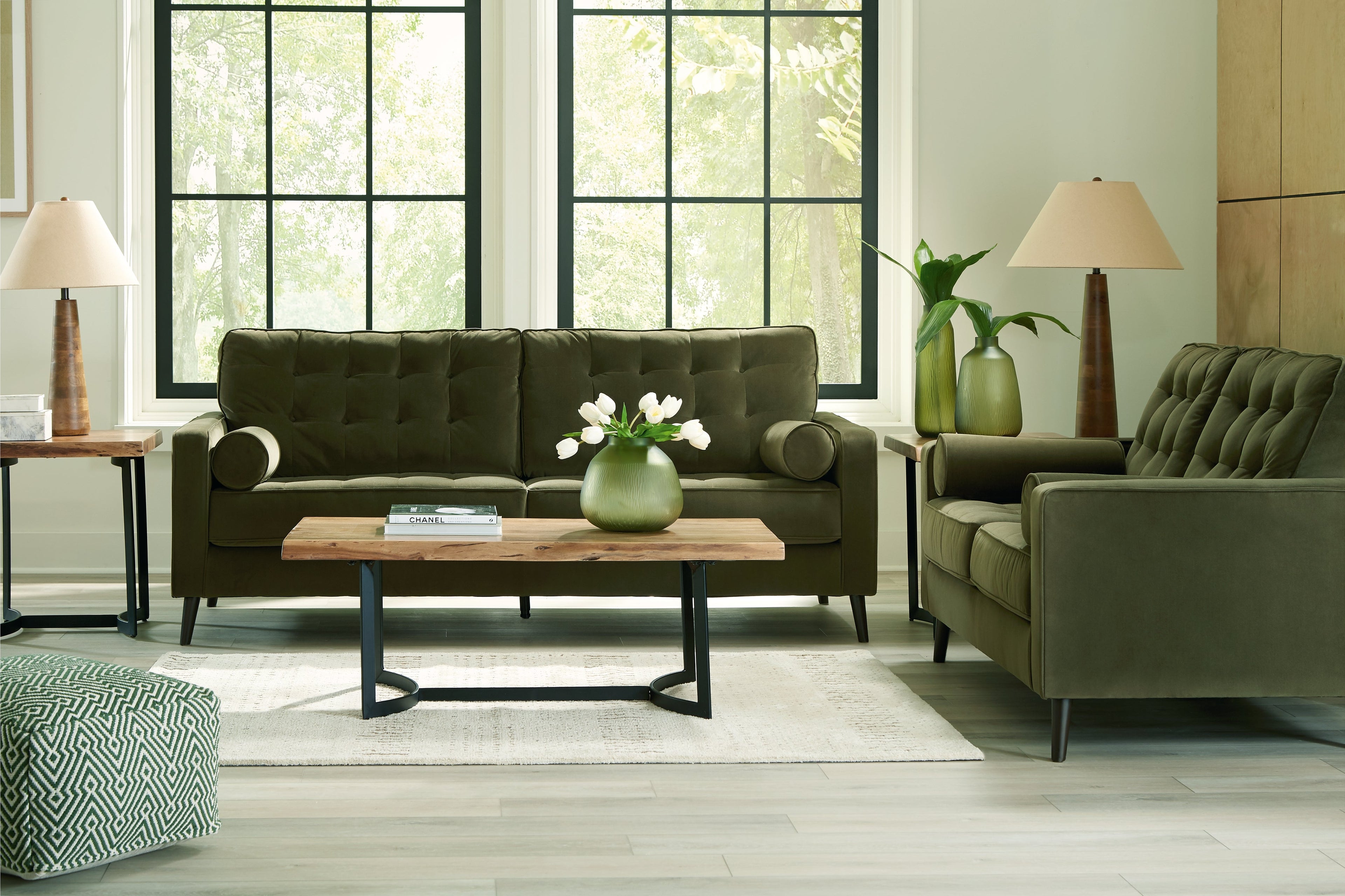 Reveon Lakes Olive Sofa and Loveseat