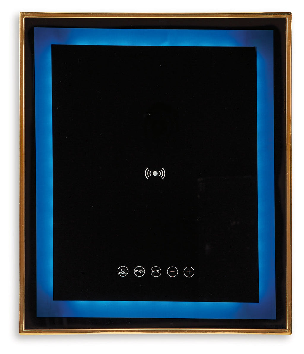 Rexwell Black/Gold Finish Accent Table with Speaker