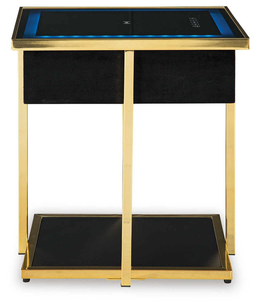 Rexwell Black/Gold Finish Accent Table with Speaker