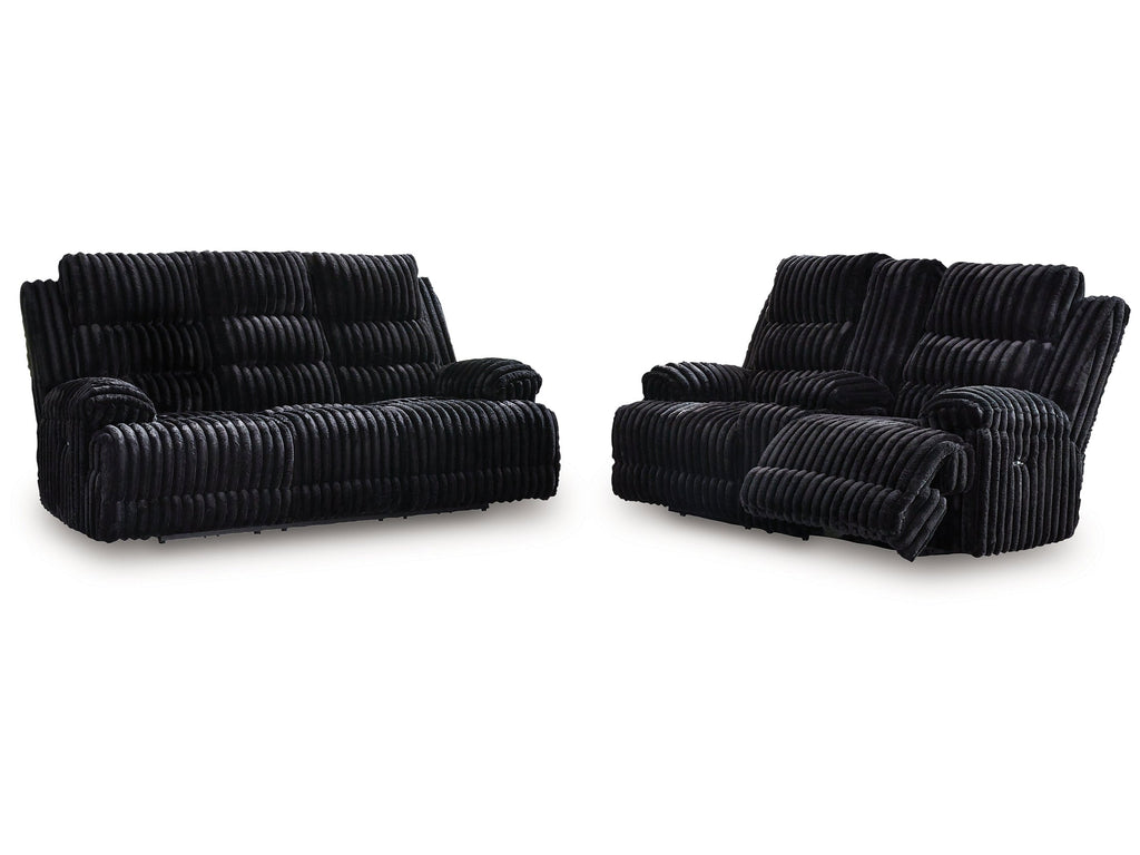 Rhine Falls Onyx Power Reclining Sofa and Loveseat