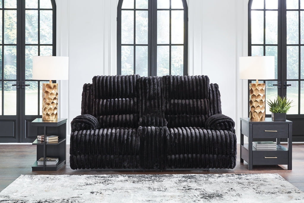Rhine Falls Onyx Power Reclining Sofa and Loveseat