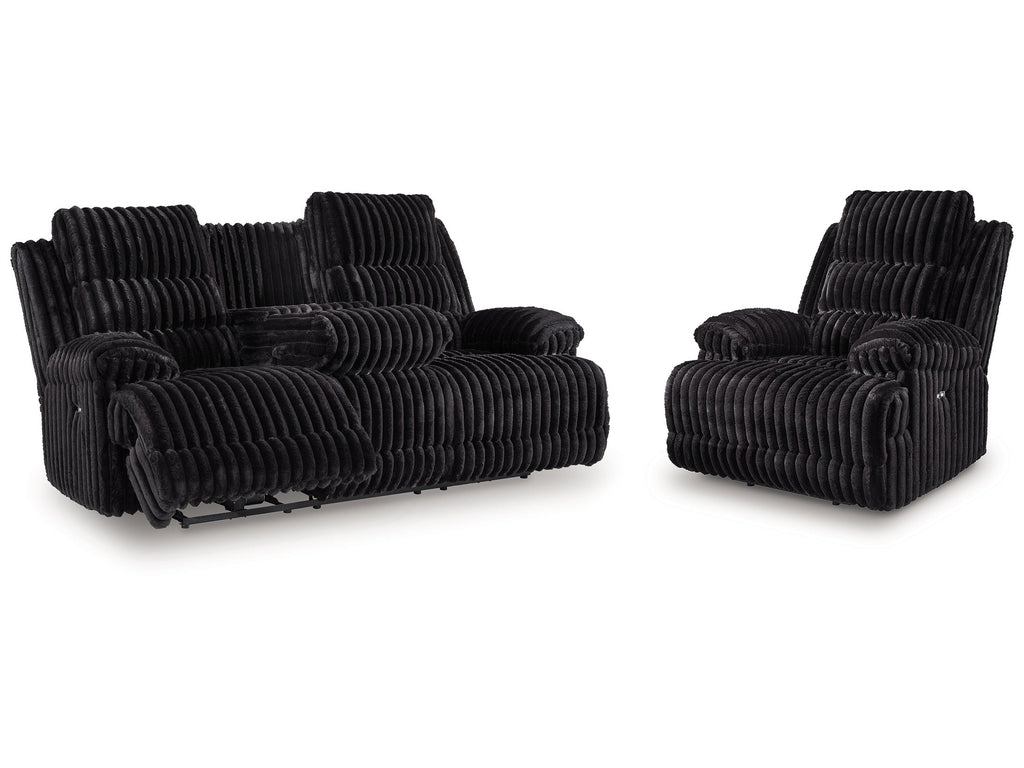 Rhine Falls Onyx Power Reclining Sofa and Power Recliner