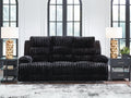 Rhine Falls Onyx Power Reclining Sofa w/Drop Down Table