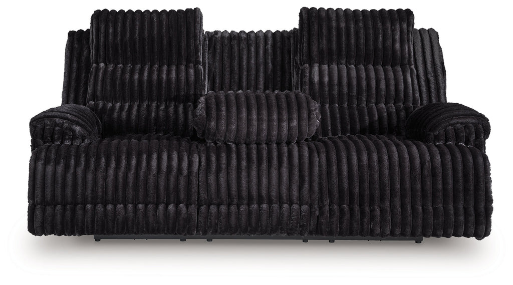 Rhine Falls Onyx Power Reclining Sofa w/Drop Down Table