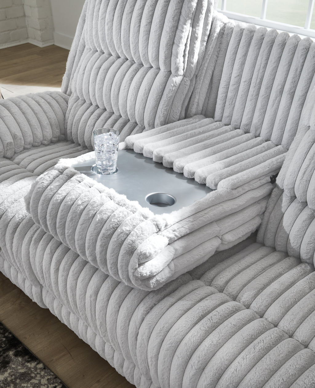 Rhines Falls Alloy REC PWR Sofa w/Drop Down Table