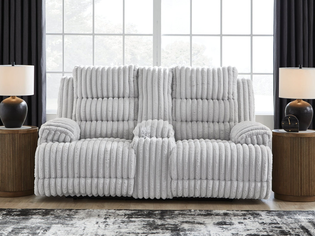 Rhines Falls Alloy Reclining Power Loveseat w/Console