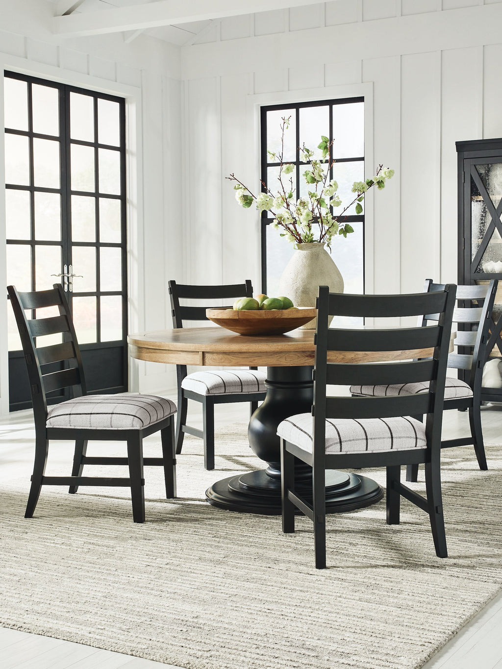 Ridgester Beige/Black Dining Table and 4 Chairs