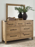 Ridgester Light Brown Dresser and Mirror