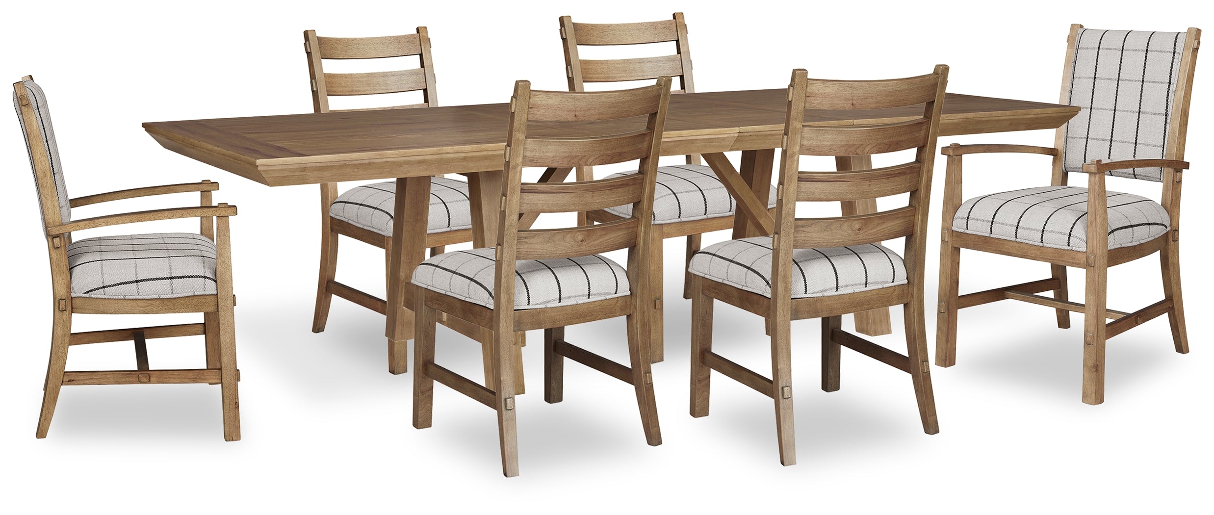 Ridgester Light Extension Dining Table, 2 Arm Chairs and 4 Side Chairs, Brown