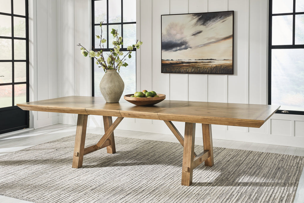 Ridgester Light Extension Dining Table, 2 Arm Chairs and 4 Side Chairs, Brown