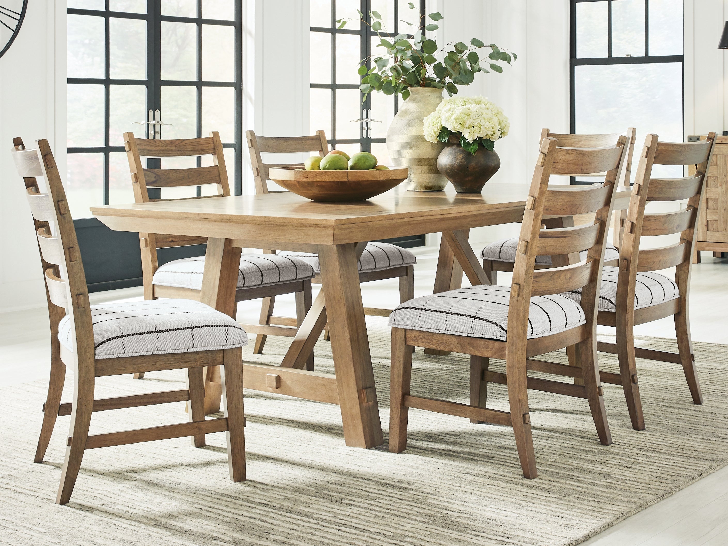 Ridgester Light Brown Extension Dining Table and 6 Chairs