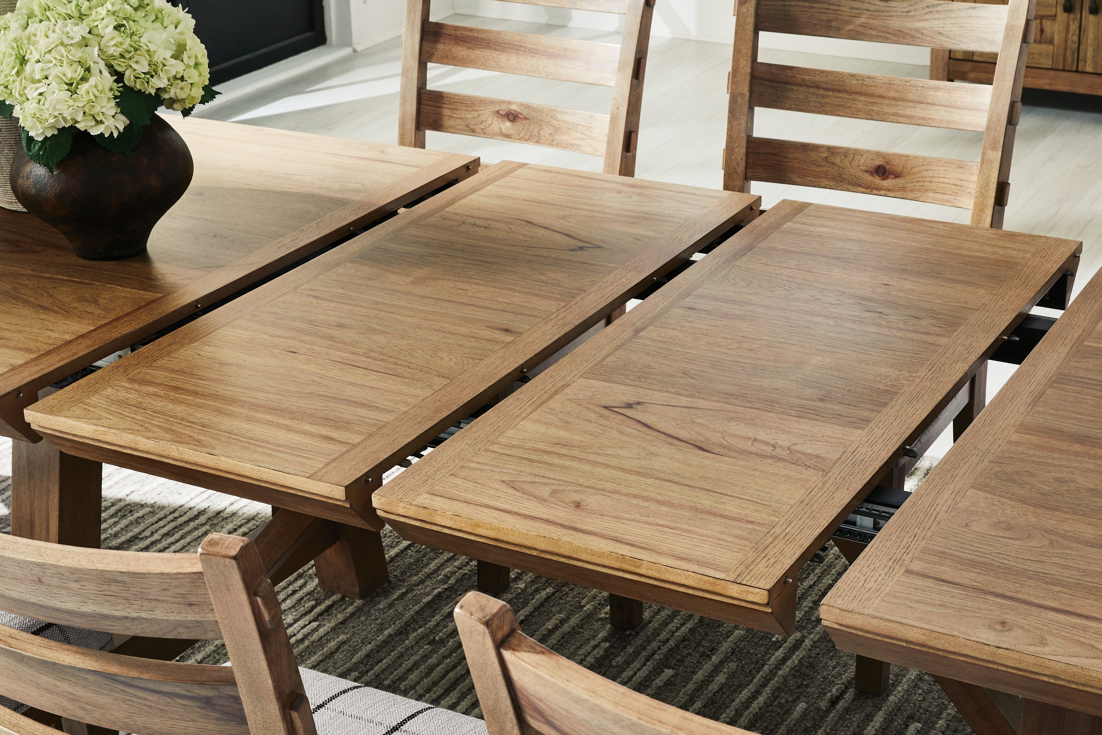 Ridgester Light Brown Extension Dining Table and 6 Chairs