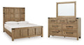 Ridgester Light Brown Queen Panel Bed, Dresser and Mirror