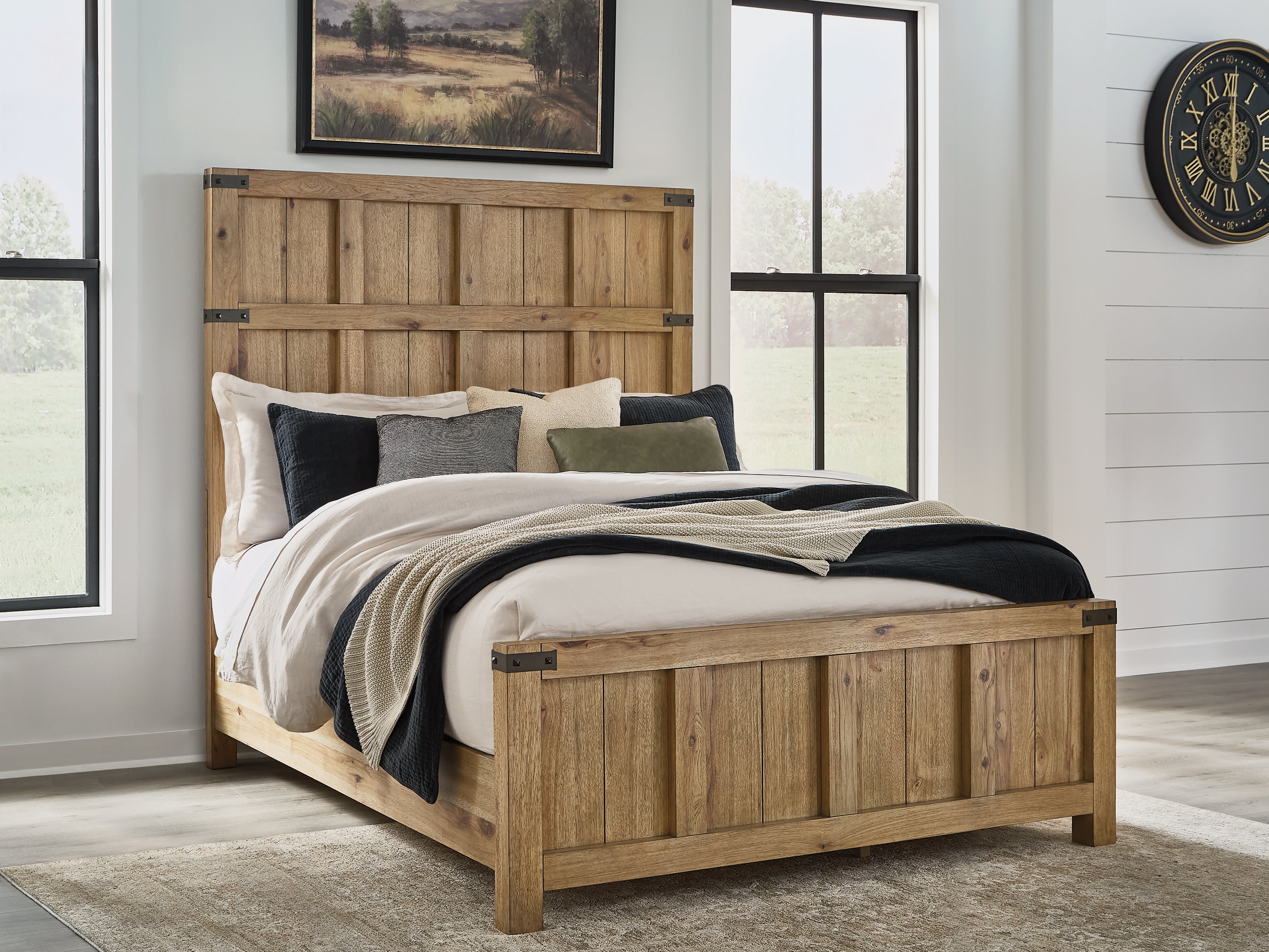 Ridgester Light Brown Queen Panel Bed