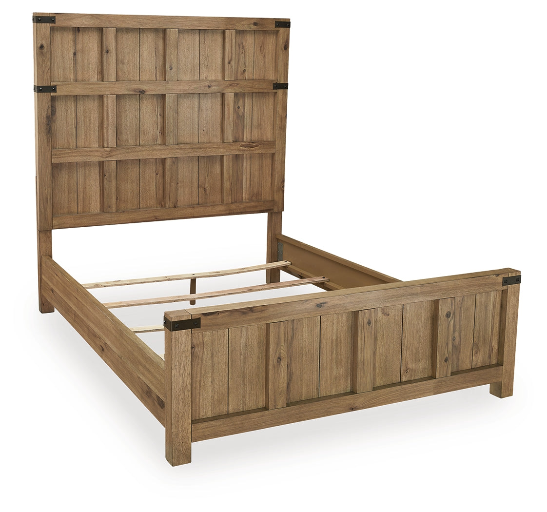 Ridgester Light Brown Queen Panel Bed