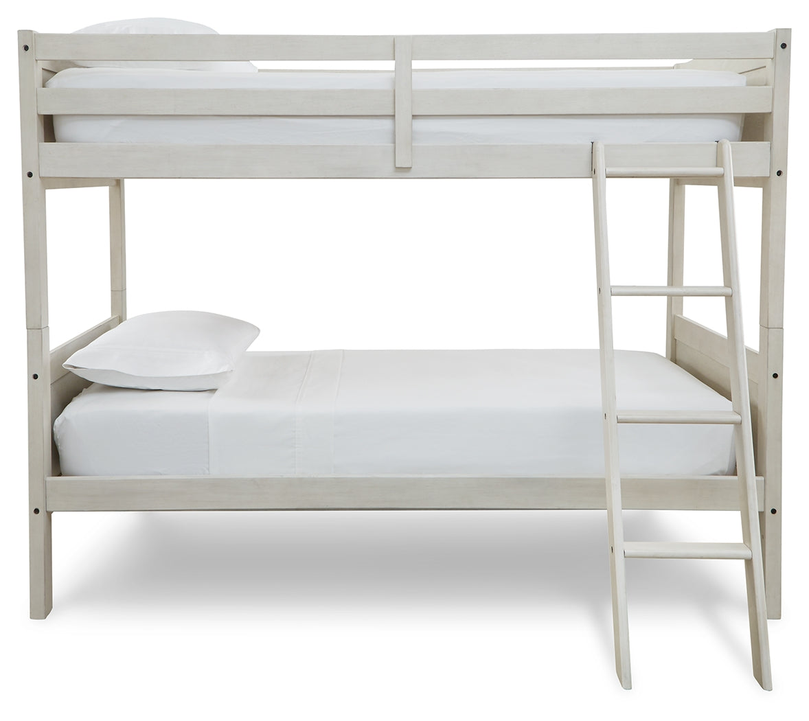 Robbinsdale Antique White Bunk Bedroom Set with Mattresses